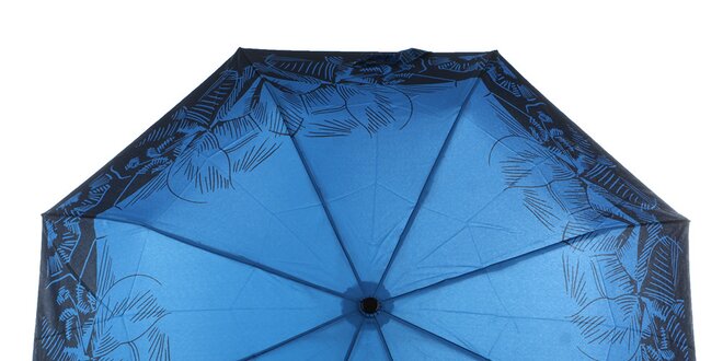 Dámsky modrý dáždnik s tropickými kvetmi Ferré Milano