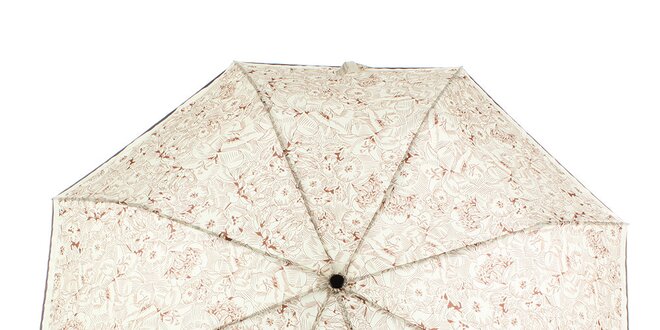 Dámsky krémový dáždnik s hnedými kvetmi Ferré Milano