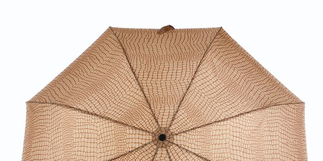 Dámsky karamelovo-hnedý dáždnik s krokodílím vzorom Ferré Milano