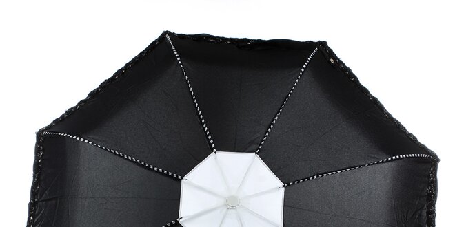 Dámsky čierny dáždnik s plastickými kvetmi Ferré Milano