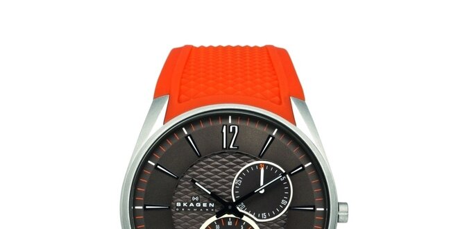 Dámske červené hodinky Skagen so silikonovým remienkom
