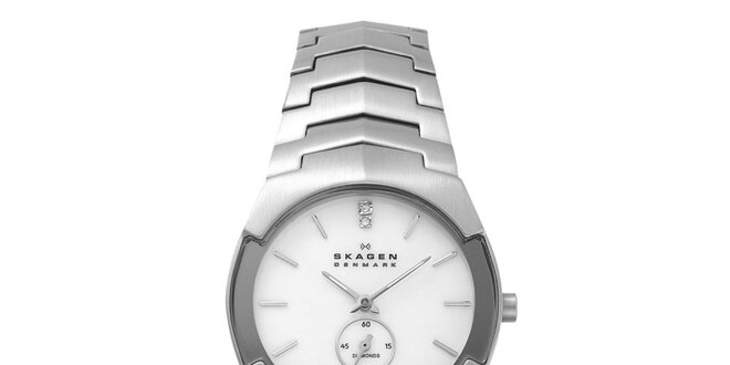 Dámske oceľové hodinky Skagen s bielym ciferníkom