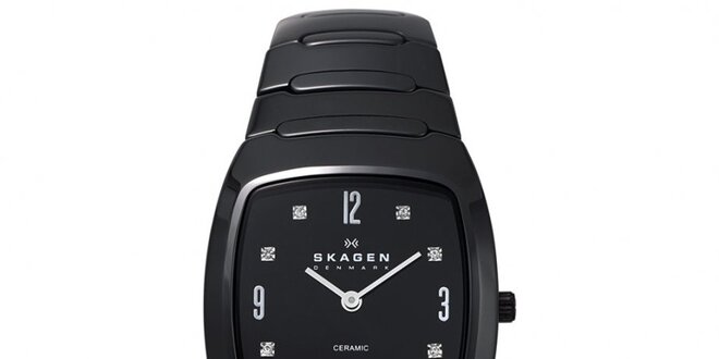 Dámske čierne keramické analogové hodinky Skagen