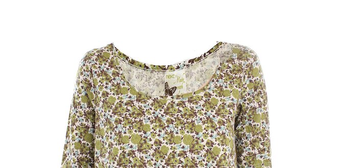Dámske olivové kvetinové tričko Next