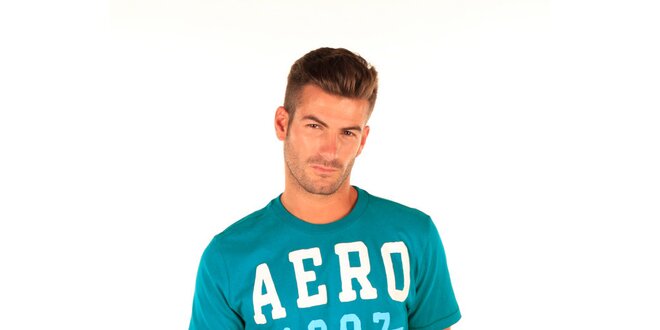 Pánske tyrkysové tričko s nápisom Aéropostale