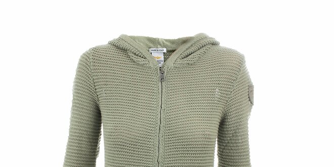 Dámsky olivový pletený sveter na zips Aeronautica Militare