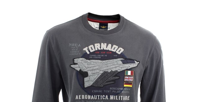 Pánske šedé tričko s dlhými rukávmi Aeronautica Militare