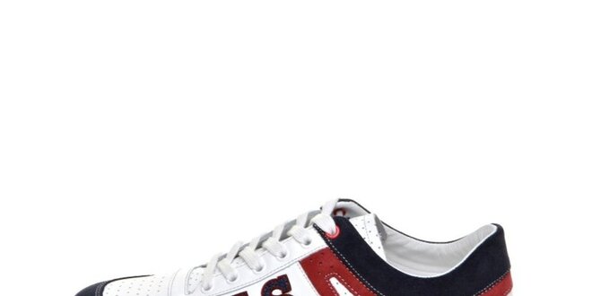 Pánske bielo-červeno-čierne kožené tenisky U.S. Polo