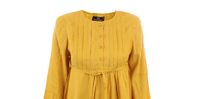 Dámske horčicovo žlté viskózové šaty Tantra