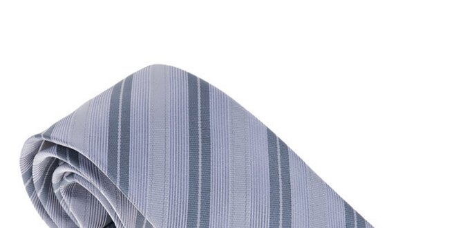 Luxusná šedo - modrá kravata s prúžkom Castellet Barcelona