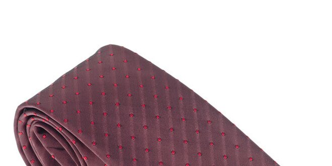 Luxusná tmavo červená kravata s červenými detailami Castellet Barcelona