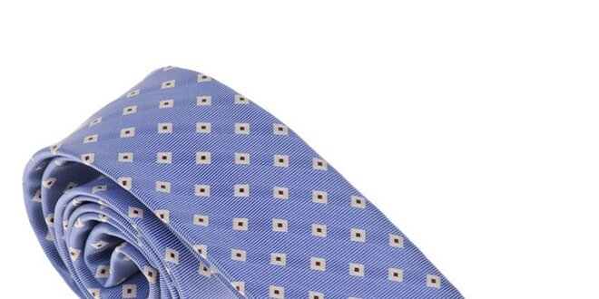 Luxusná svetlo modrá kravata so vzorkou Castellet Barcelona