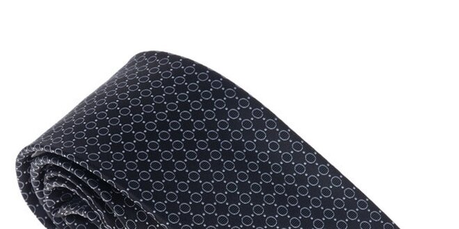 Luxusná čierna kravata vzorom Castellet Barcelona