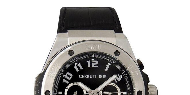 Pánske čierno-strieborné hodinky Cerruti 1881 s analogovým ciferníkom