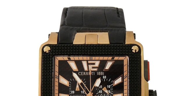Pánske multifunkčné čierno-zlaté hodinky Cerruti 1881
