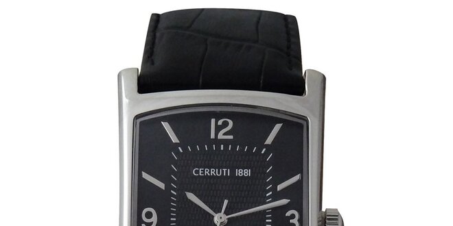Pánske analogové hodinky Cerruti 1881 s čiernym koženým remienkom