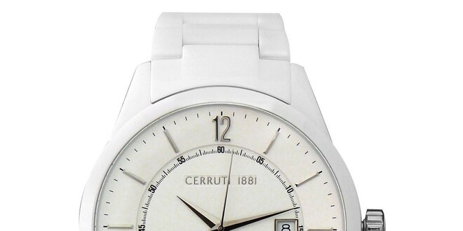 Dámske biele keramické hodinky s dátumovkou Cerutti 1881