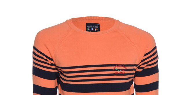 Pánsky oranžový sveter s pruhmi Giorgio di Mare