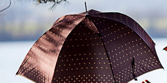 Dámsky hnedý dáždnik s bodkami Alvarez Romanelli