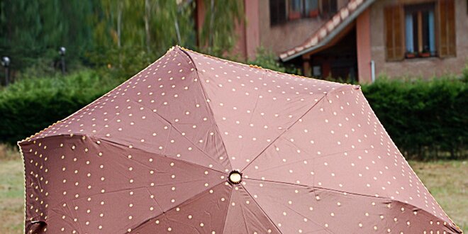 Dámsky hnedý bodkovaný dáždnik Alvarez Romanelli