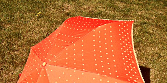 Dámsky oranžový bodkovaný dáždnik Alvarez Romanelli