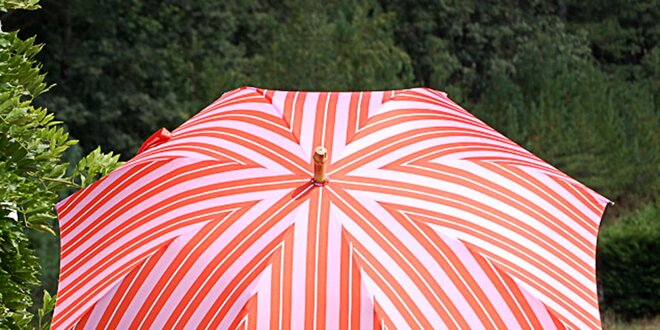 Dámsky pruhovaný oranžovo-ružový dáždnik Alvarez Romanelli