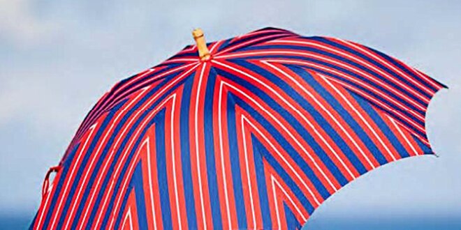 Dámsky pruhovaný červeno-modrý dáždnik Alvarez Romanelli