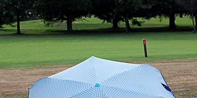 Dámsky modrý bodkovaný dáždnik Alvarez Romanelli