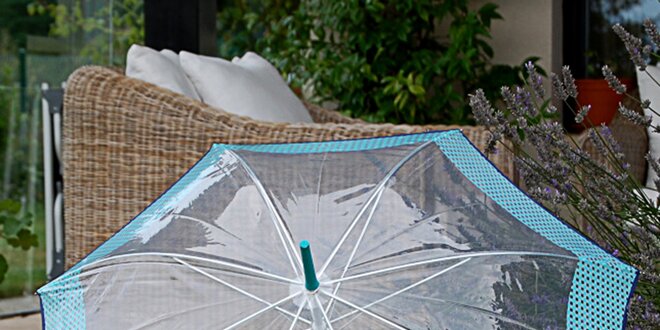 Dámsky transparentný dáždnik s modrým lemom Alvarez Romanelli