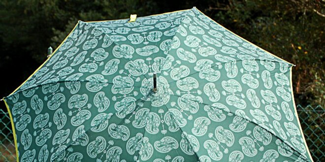 Dámsky zelený dáždnik Alvarez Romanelli s bielou vzorkou