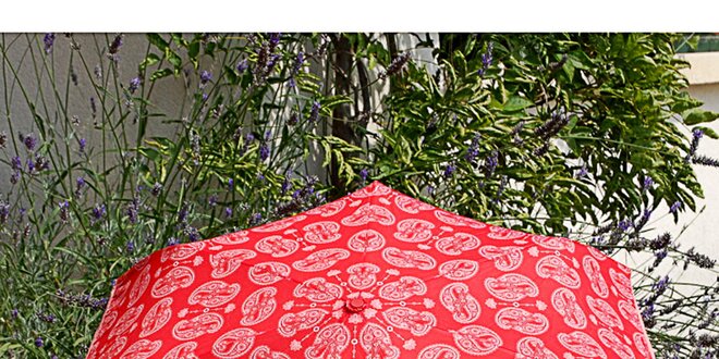 Dámsky červený dáždnik Alvarez Romanelli s bielou vzorkou