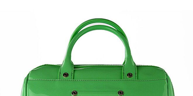 Dámska oblá lakovaná zelená kabelka Versace Jeans