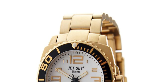 Zlaté hodinky Jet Set s bielym ciferníkom