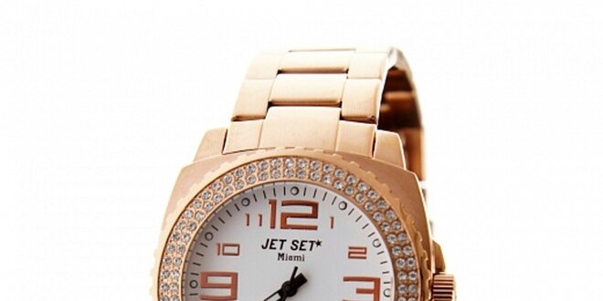 Dámske zlaté hodinky Jet Set s kamienkami