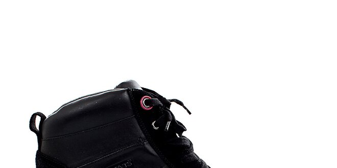 Pánske čierne kožené členkové topánky Levis
