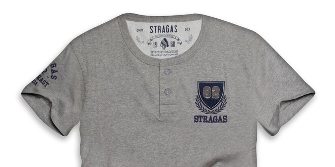 Pánske šedé tričko s výšivkou Paul Stragas
