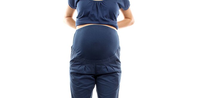 Dámske modré tehotenské nohavice s pružným úpletom Next Maternity