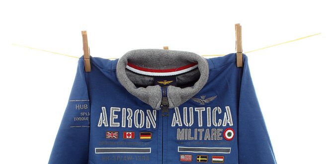 Detská modrá mikina s leteckými nášivkami Aeronautica Militare