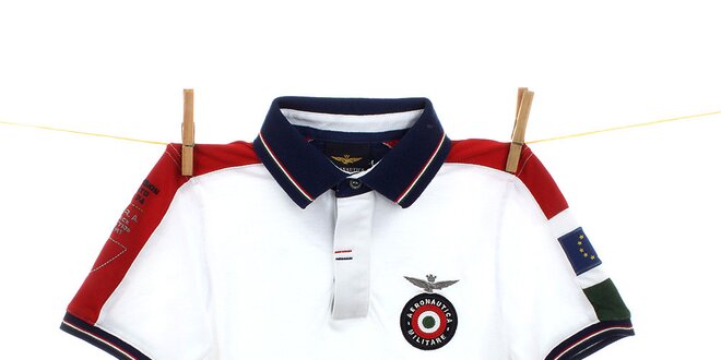 Detské biele polo s červenými ramenami Aeronautica Militare