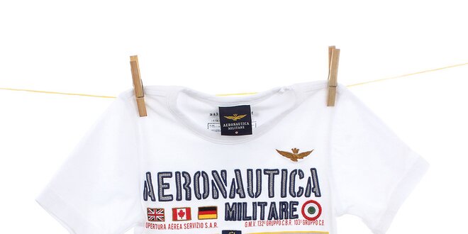 Detské biele tričko s výšivkami Aeronautica Militare