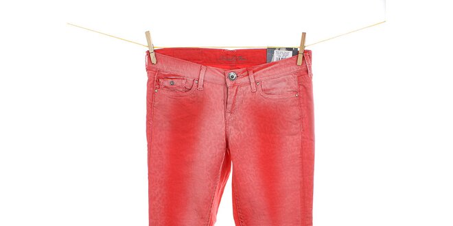 Dámske korálovo červené skinny džínsy Pepe Jeans