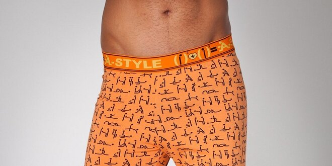 Pánske oranžové domáce  nohavice A-Style s potlačou
