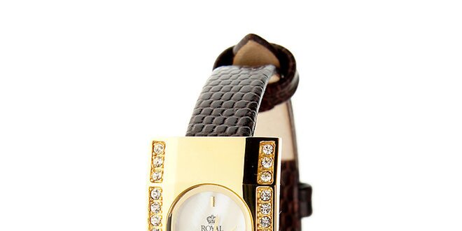 Dámske hnedé hodinky so žltým remienkom Royal London