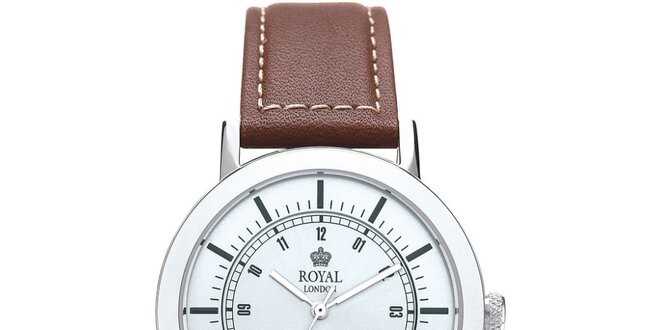 Guľaté analogové hodinky s bielym ciferníkom Royal London
