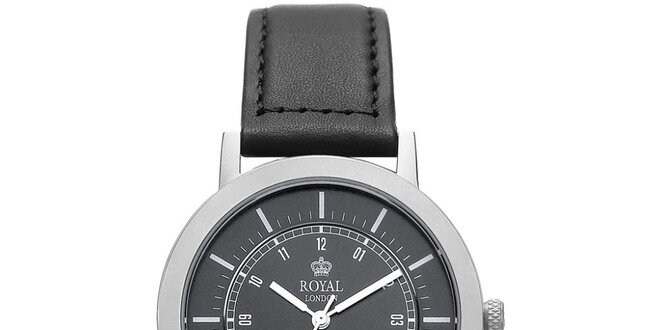 Guľaté analogové hodinky s čiernym ciferníkom Royal London