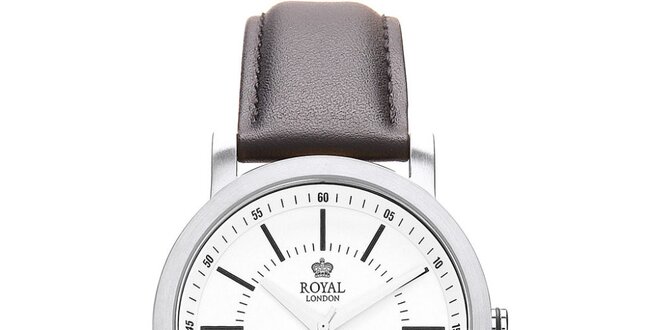 Guľaté strieborné analogové hodinky Royal London