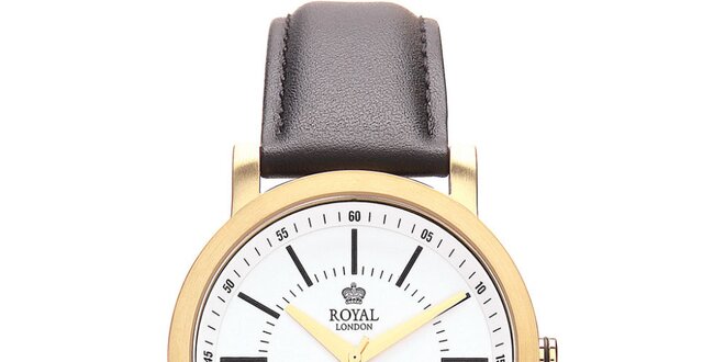Guľaté zlaté analogové hodinky Royal London