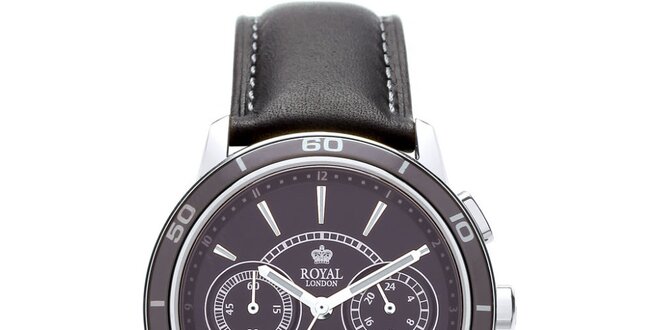 Čierne analogové hodinky s chronografom Royal London