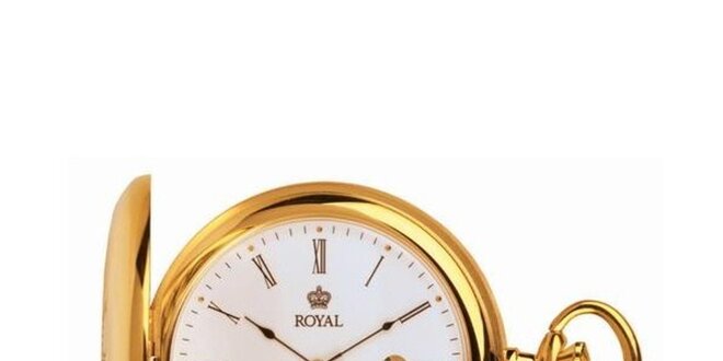 Pozlátené vreckové oceľové hodinky Royal London