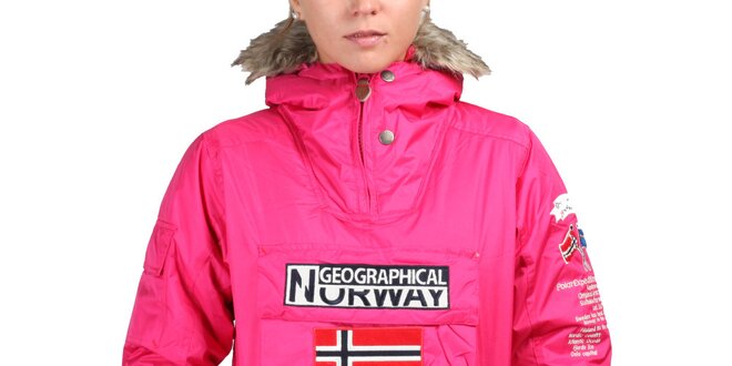 Dámska ružová bunda s norskou vlajkou Geographical Norway